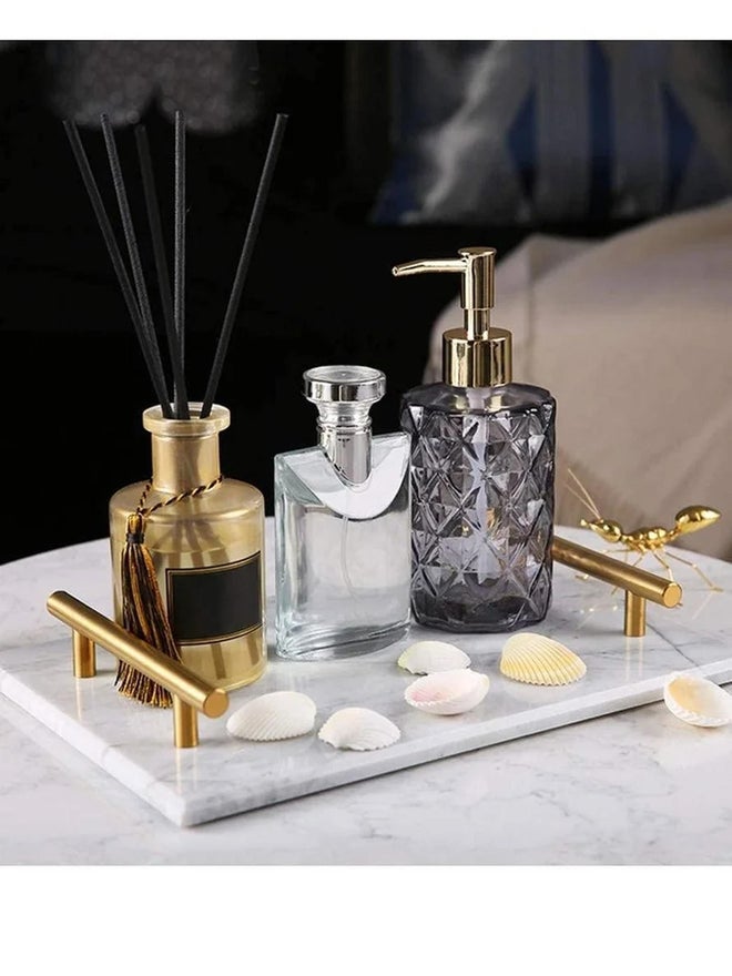 1CHASE Marble Trinket Vanity Tray with Gold Handle 30x20 cm - Image 3